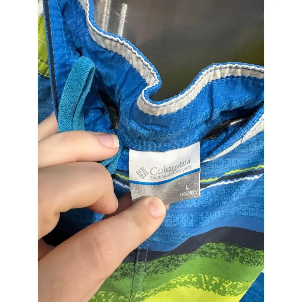 Green and Blue Striped Swim Trunks - Columbia - L (14-16)